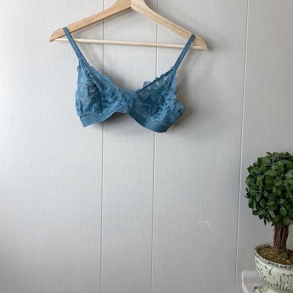 NWT Third Love Teal Blue Boho Lace Triangle Bralette Size Small - Picture 9 of 9